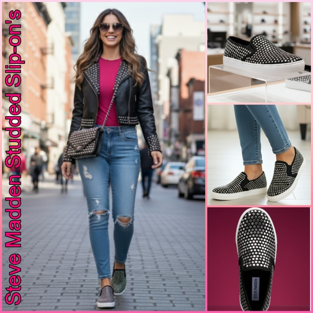 Steve Madden Coulter Flat Studded Slip-On Sneakers -7.5